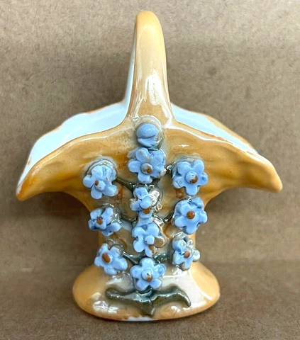 Vintage Elfinware Miniature Basket with Blue Flowers Made in Germany Cover