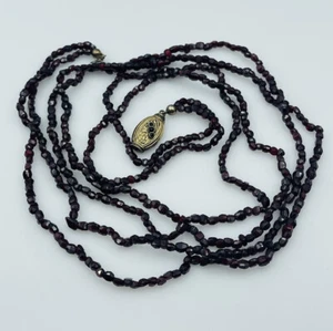 Antique Victorien Double Strand Bohémien Grenat Rouge Perlé or Rempli Collier - Photo 1 sur 6