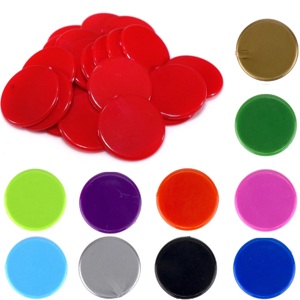 22mm Plastic Counters (Select colour) / Tiddlywinks Checkers Board Games Tokens - Image 1 of 3