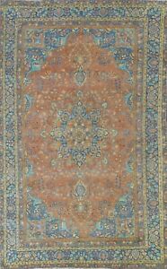 Vintage Traditional Floral Rust 6'x9' Kashmar Hand-Knotted Area Rug Wool Carpet