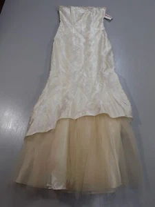 NIKI LIVAS Evening Dress Ball Gown Women Size UK 10 Medium Ivory White Strapless - Picture 1 of 12