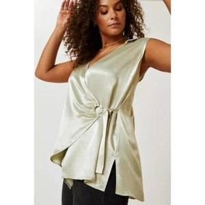 Anthropologie schillernde Wickelweste Bluse Größe Medium neu mit Etikett - Bild 1 von 9