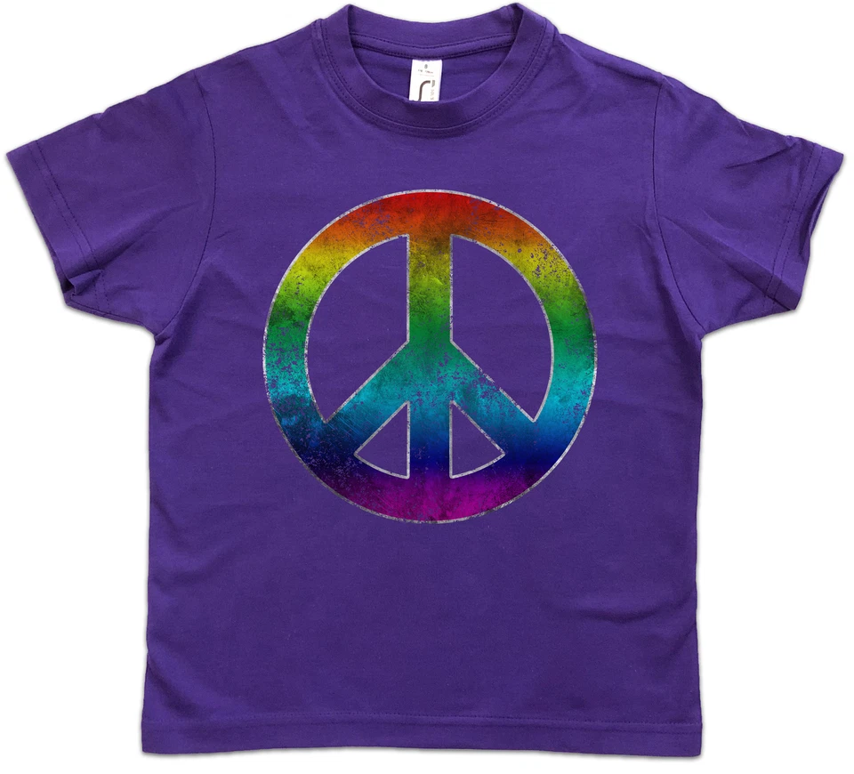 SÍMBOLO ARCO IRIS PAZ Niños Niños Camiseta Letrero Logo Hippie Cultura Goa Gay Amor Libre Foto 1 de 1