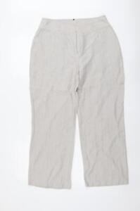 Oscar B Damskie beżowe paski Bawełniane spodnie Rozmiar 14 L27 z regularnym guzikiem