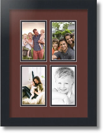 ArtToFrames Collage Mat Picture Photo Frame 4 3x5" Openings in Satin Black 1 - Image 1 of 1
