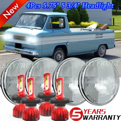4PCS for Chevrolet Corvair Truck 1961-1964 5.75" 6000k LED Headlights Hi-Lo Beam Foto 1 de 4