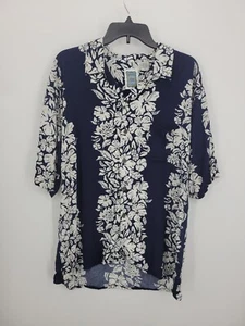 Ocean Current Hawaiian Shirt Mens XL Blue White Floral Tropical Button Up Camp - Picture 1 of 8