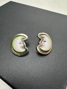 Sergio Bustamante RARE Silver Sterling Earrings Signed Moon Awesome Design - Picture 1 of 6
