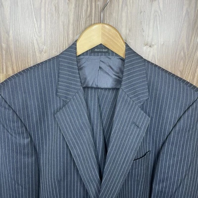 Alexandre London Savile Row 2 Piece Suit Mens 44R 34x29 Blue Striped Wool - Image 1 of 4
