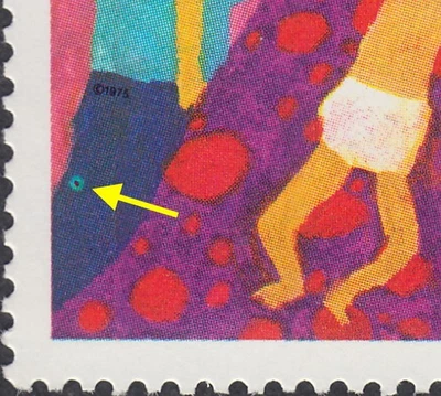 ERROR-VARIEDAD = ANILLO AZUL en FALDA = Navidad, niño Canadá 1975 #676 MNH [ec547 Foto 1 de 2