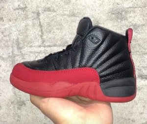 Size 2.5Y - Nike Air Jordan 12 Retro Flu Game Bred Little Kids Youth Black Red - Picture 1 of 5