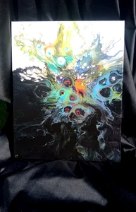 EIN ORIGINAL ABSTRAKTES GEMÄLDE HEILIGE FREQUENZEN ACRYL AUF LEINWAND 16 X 20 ZOLL - Bild 1 von 3