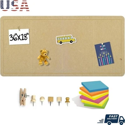Foldable Frameless Felt Bulletin Board W/ Wood Pins Home Office Classroom New - Image 1 of 4