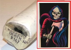 SEALED 1978 DEATH WATCH BLACK LIGHT POSTER 23x35 FLOCKED VELVA-GLOW reaper NOS - Bild 1 von 4