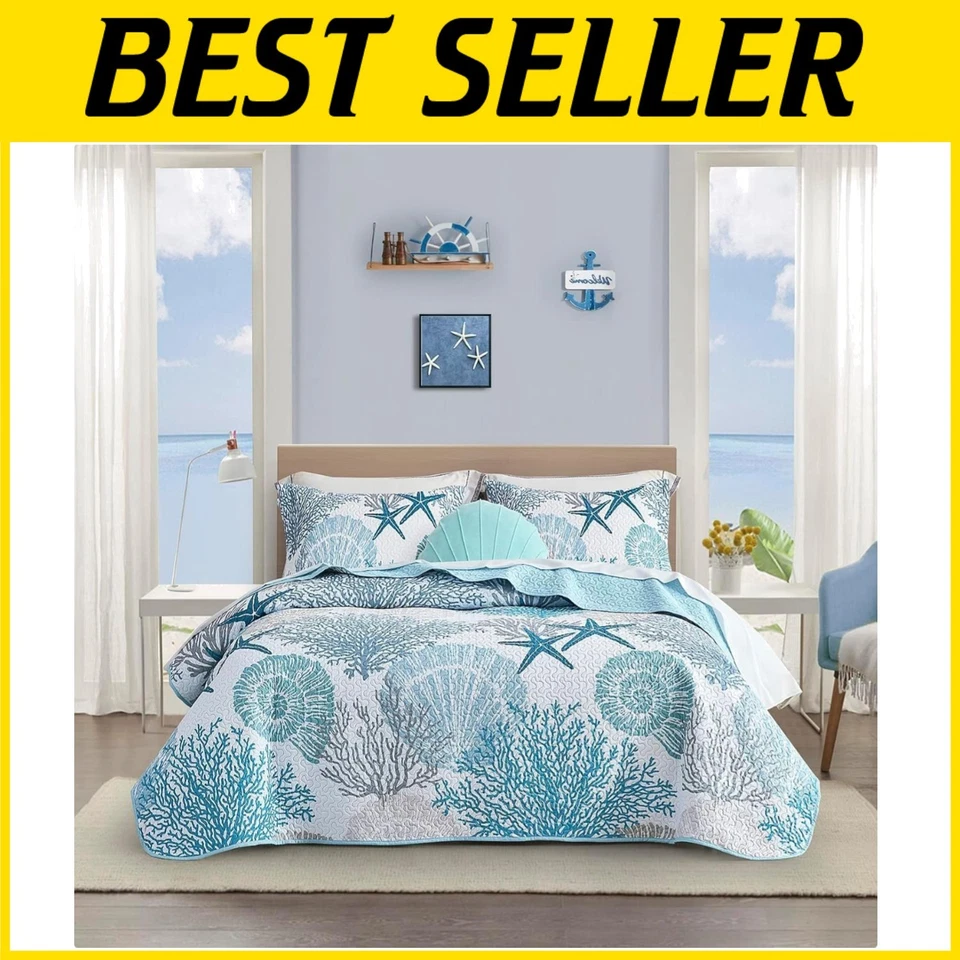 Juego de edredón Coastal completo/queen - ropa de cama reversible de microfibra Foto 1 de 4