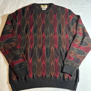 MONTECHIARO Mens Jumper Sweater Italy Large Multicoloured 3D Knit - Picture 1 of 5