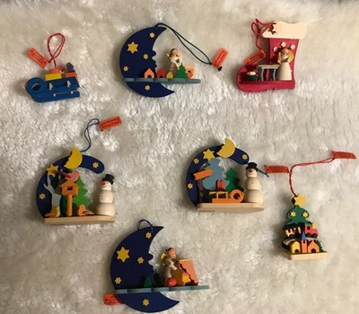 Erzgebirge Graupner Holzminiaturen, 7 Stück, Baumschmuck, Vintage - Bild 1 von 4