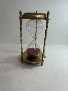 Vintage Brass Hourglass with Red Sand – Decorative Collectible - Picture 1 of 9