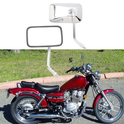 Par de espejos retrovisores cromados rectangulares para moto Honda Rebel 250 300 450 500 Foto 1 de 4