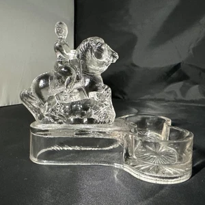 Antique Glass Double inkwell caddy holder Equestrian Horse SO COOL! - Picture 1 of 24