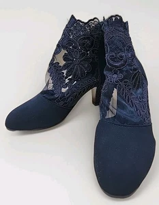 Unbranded Black Ankle Boots Floral Sheer Front 3" Heel EU Size 39 8-8.5 US - Picture 1 of 10