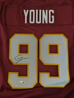 Camiseta de fútbol autografiada Steve Young San Francisco roja fanáticos NIKE ON-FIELD Foto 1 de 4