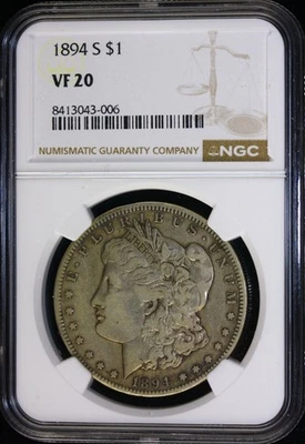 1894-S Morgan Silver Dollar - NGC VF 20 - Image 1 of 2