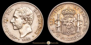  Alfonso XII 2 Pesetas (9,89g) 1882 *18-82* Madrid MS·M AC-32 MBC+ - Picture 1 of 3