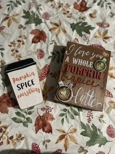 Pumpkin Spice Latte Fall Decor Sign Set Hobby Lobby & Michael’s Autumn Rustic - Picture 1 of 4