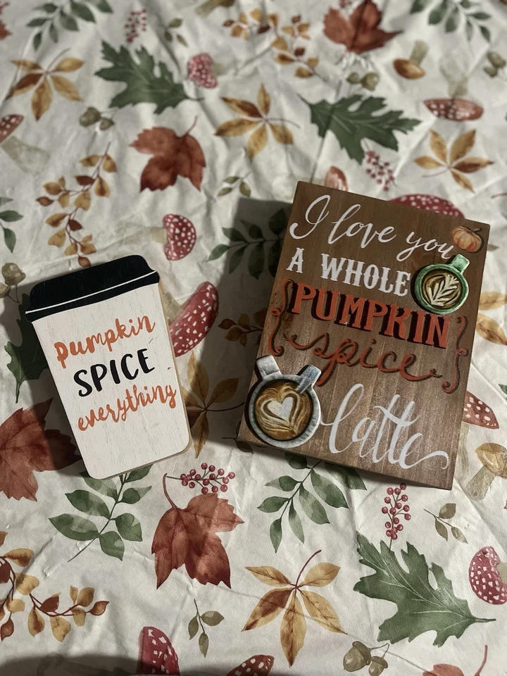 Pumpkin Spice Latte Fall Decor Sign Set Hobby Lobby & Michael’s Autumn Rustic - Image 1 of 4