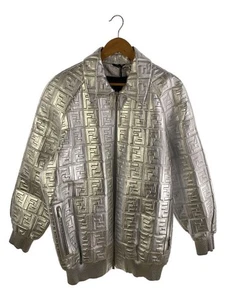 FENDI x Nicki Minaj 19AW Blouson 48 Leather Silver FPJ003 FF Zucca - Picture 1 of 6
