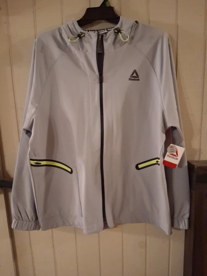 REEBOK Men’s Size XL Infinity Woven Full-Zip Jacket with Hood • Sleet