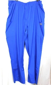 Scrub Zone Scrub Pants Womens 3X Tall Elastic Waist Side Pockets Bright Blue - Picture 1 of 7