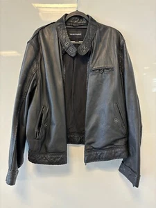 Genuine Emporio Armani Leather Jacket Bomber Style. Black. Size 48. Medium - Picture 1 of 4