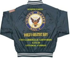 USS GABRIELLE GIFFORDS LCS-10  LITTORAL NAVY EMBROIDERED SATIN JACKET(BACK ONLY)