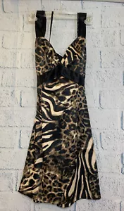 Jessica McClintock Gunne Sax Vintage Animal Print Satin Minikleid Gr. 5 - Bild 1 von 10