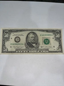 50 Dollar Bill, Vintage 1990 Crisp Condition ! Print Error Or Misalignment Bill. - Picture 1 of 6