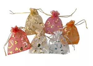 10 X luxury heart organza bags wedding party gift candy organza pouch bags - Picture 1 of 6