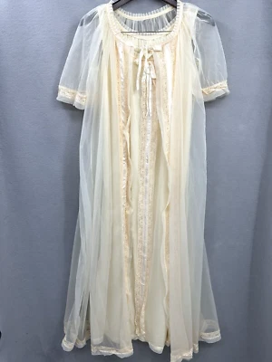 Lencería Tosca vintage Peignoir camisón para mujer pequeño conjunto tocador gasa Sissy Foto 1 de 4