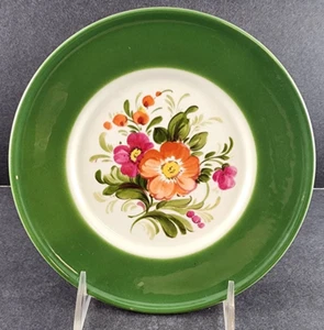 Pagnossin Treviso Italy Strong Earthenware 7.5" Salad Plate Floral Green Border - Picture 1 of 4