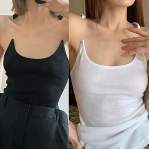 Summer Seaside Top Invisible Strap Sling Vest Short Camis Sleeveless Sling Vest - Picture 1 of 13