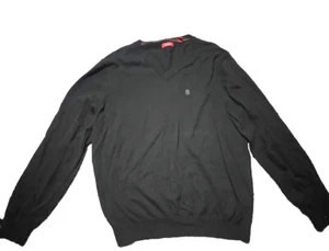 IZOD Mens Knit Sweater Long Sleeve Pullover V Neck Classic Stretch Black L - Picture 1 of 2