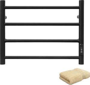 Towel Warmer Wall Mounted with Built-In Timer 4 Bars Electric Stainless Steel He - Picture 1 of 7