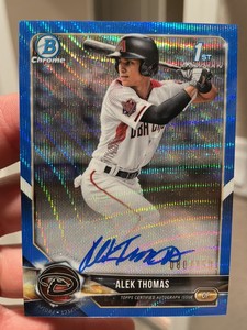 2018 1st Bowman Chrome Alek Thomas Blue Wave Refractor Auto RC /150