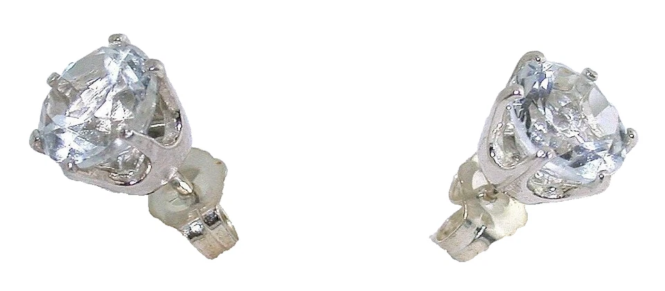 Pendientes de piedra preciosa redondos brillantes de berilo de 7 mm y 2,43 quilates PSE101 Foto 1 de 2