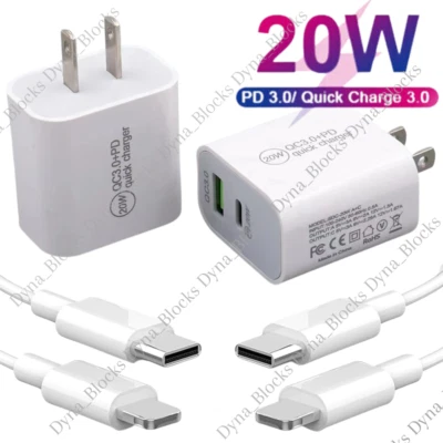 Paquete de 2 Adaptador Cargador Súper Rápido Tipo C 20W PD para iPhone 14 13 12 11 Pro Max X Foto 1 de 4