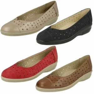 Ladies Padders Extra Wide Fit Casual Slip On Leather Ballerina Flats Faye - Picture 1 of 28