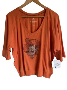 New! OSU Cowboys Rhinestone V-Neck Orange T-Shirt Oklahoma State University... - Picture 1 of 8
