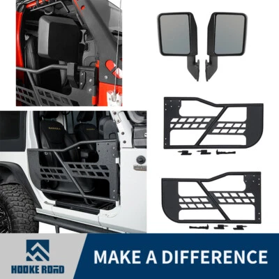 Hooke Road para Jeep Wrangler JK 2007-18 2 puertas tubo media puerta + espejo retrovisor Foto 1 de 4