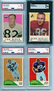 1959 Topps & 1960 Fleer 4 Card Lot All Graded Inc. Miner, Nagler, Johnson Rookie - Picture 1 of 2